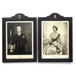 A signed Royal photograph of Queen Elizabeth II dated 1953 mounted in a Elizabeth Regina monogrammed