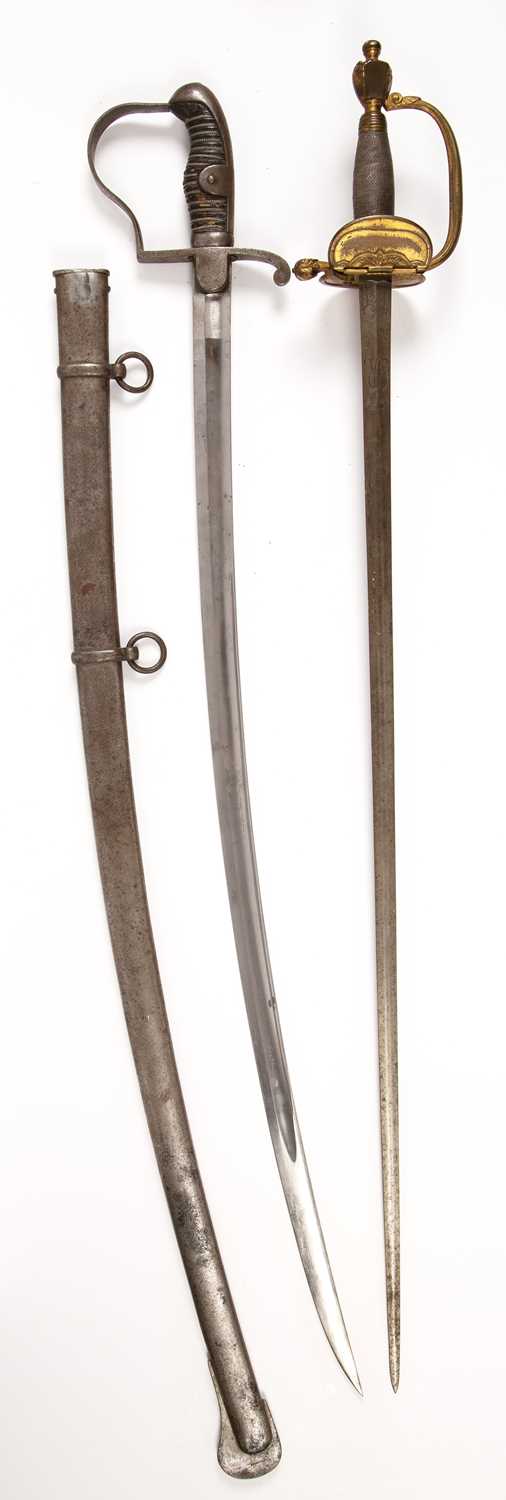 A British 1796 style Light Cavalry sabre with an altered blade, the blade 81cm in length; and a 1796 - Image 5 of 6