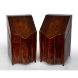 A pair of George III mahogany knife boxes with shaped fronts and square tapering feet, each 23cm