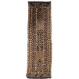 A Middle Eastern flat weave runner 61cm x 410cm; a further Middle Eastern flat weave runner, 63cm