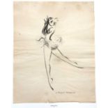 Pageot-Rousseaux, Lucienne. French painter 1899-1994 A charcoal sketch of a ballet dancer en pointe,