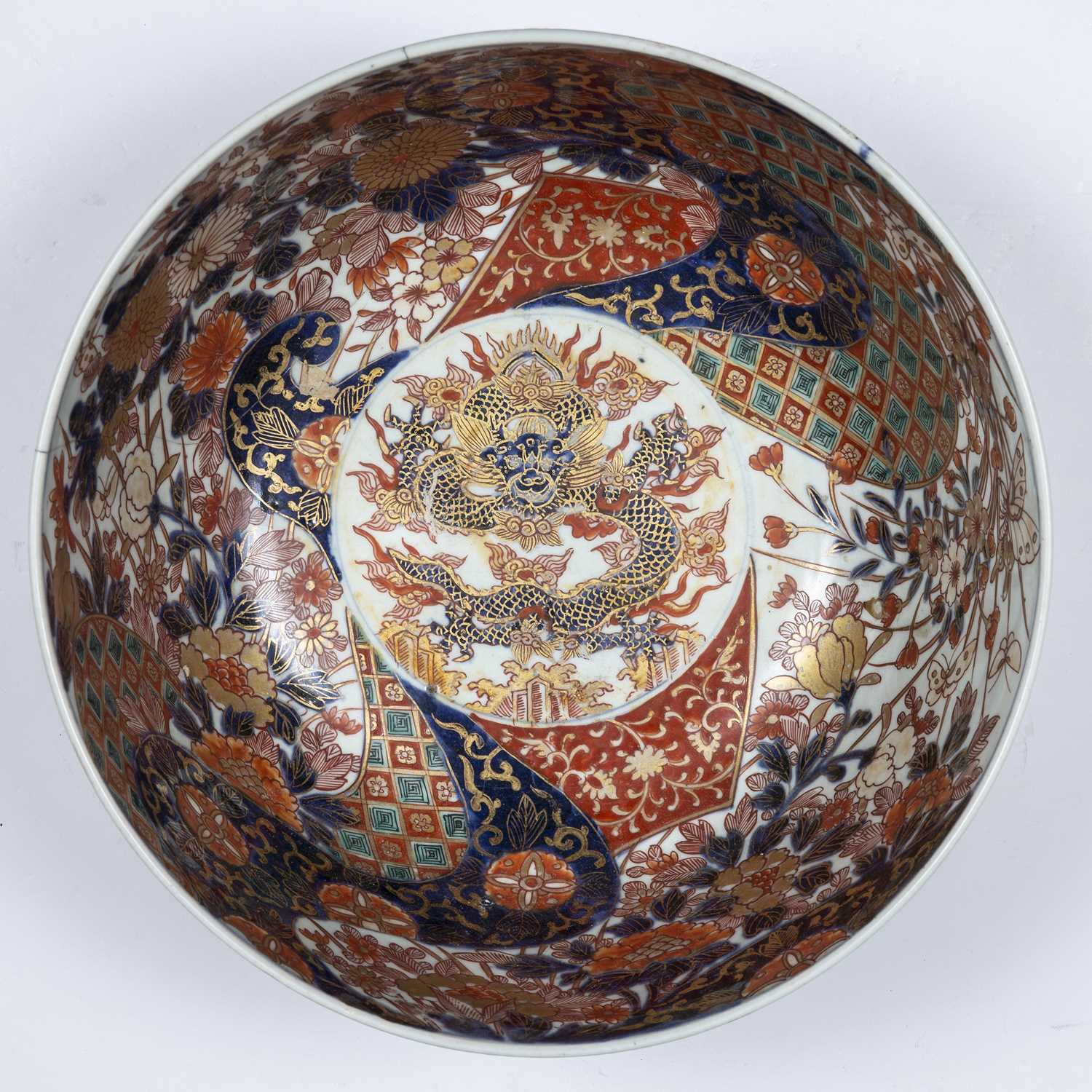 A 19th century Imari punch bowl, 31cm diameter, 15cm high; a small 19th century Chinese blue and - Image 3 of 5