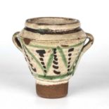 A 16th century Spanish pottery mortar teruel circa 1550-1600. 18cm wide 16cm high.crazing and