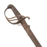 An 1821 pattern British Light Cavalry sword the three bar hilt with a wire bound fish skin grip