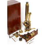 A Victorian Smith & Beck compound monocular microscope signed Smith & Beck, 6 Coleman Street,