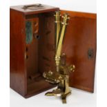 A large 19th century lacquered brass binocular microscope by Newton & Co, 3 Fleet Street Temple Bar,