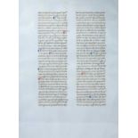 A Florentine manuscript; a double sided page of Thomas Aquinas's Commentary on Peter Lombard's
