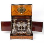 A 19th century French Napolean III Kingwood marquetry brass inlay liqueur cabinet. 31cm wide x