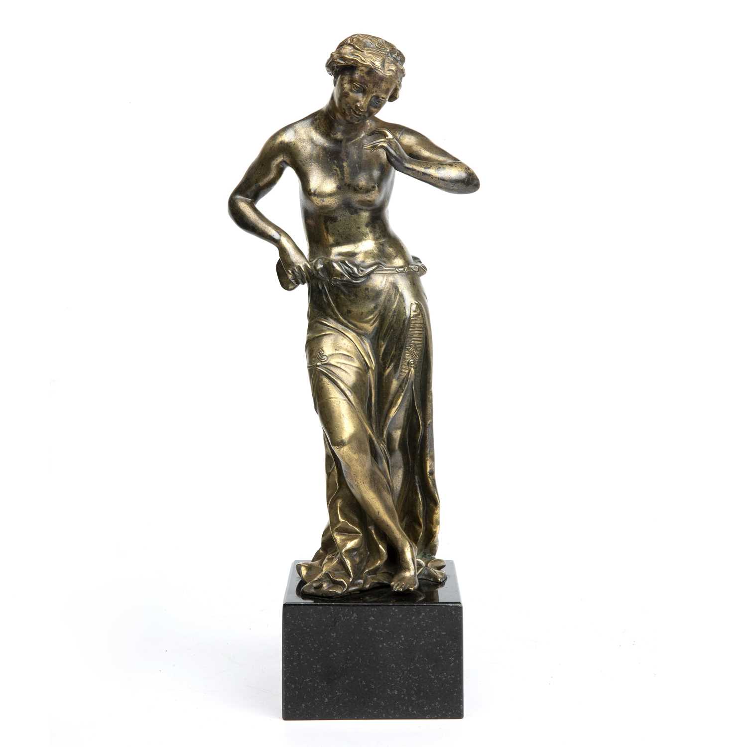 A 17th/18th century French or Italian gilded bronze figure of classical dancer 15cm wide 32cm high