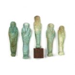 A group of five Egyptian Shabtis the largest 10.5cm high. from a private Gloucestershire deceased