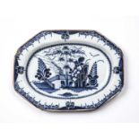 An 18th century Delft blue and white octagonal dish 26cm wide x 19.5cm deepAt present, there is no