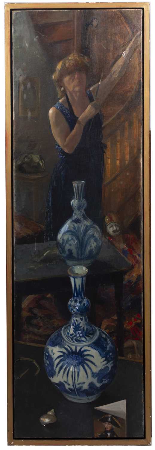 Jane Bond (1939), 'Self Portrait', oil on canvas 167.5cm x 50.5cm Some surface marks, framed - Bild 2 aus 3