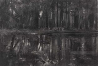 Jane Bond (1939), 'Glynd Bourne Reflection', Opera house, Charcoal 47cm x 67cm Qty: 1 At present,