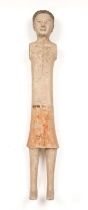 A Chinese Western Han (206 BC - 8 AD) female Yangling figure 9cm wide 54cm high. sold with a