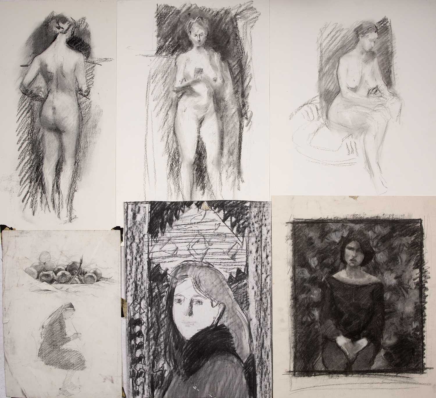 Jane Bond (1939), a folder of twenty four unframed charcoal and pencil sketches Qty: 1 Unframed