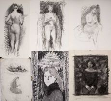 Jane Bond (1939), a folder of twenty four unframed charcoal and pencil sketches Qty: 1 Unframed