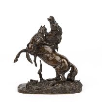 Pierre-Jules Mene (1810-1879) Horse and a Wolf, Bronze 14cm x 17cm Good