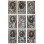 Jacobus Houbracken (1698-1780) Nine portrait engravings depicting prominent British figures, each