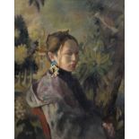 Jane Bond (1939) 'Etta', head and shoulder portrait, oil on canvas. 75cm x 59cm Mounted in an