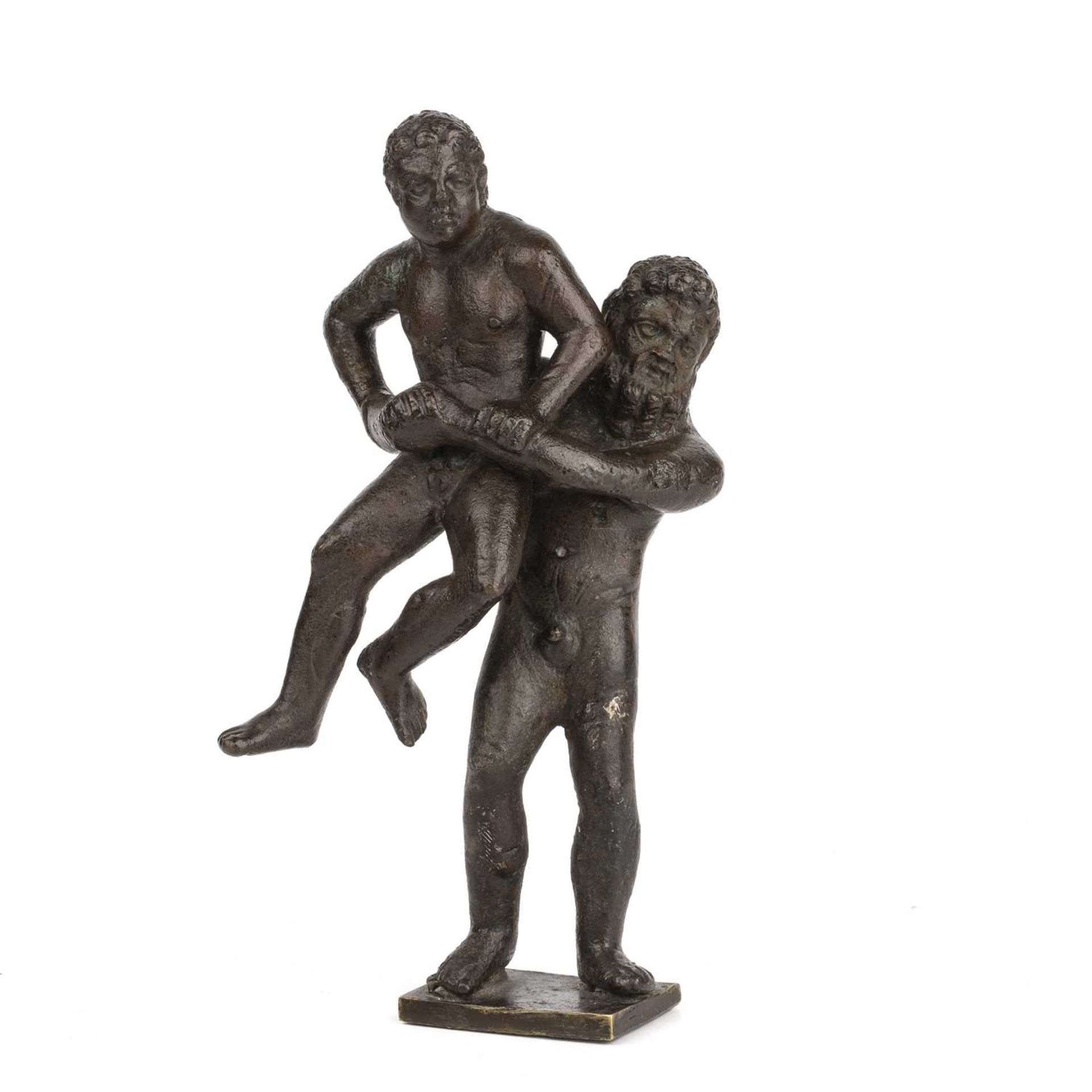 After the antique, Hercules and Antaeus, bronze 9cm wide 18.5cm high. From a private collection - Image 2 of 3