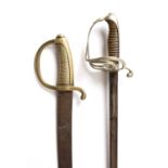 A late 19th/ early 20th century French officer's sword with horn grip and inscription to the