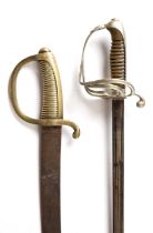 A late 19th/ early 20th century French officer's sword with horn grip and inscription to the