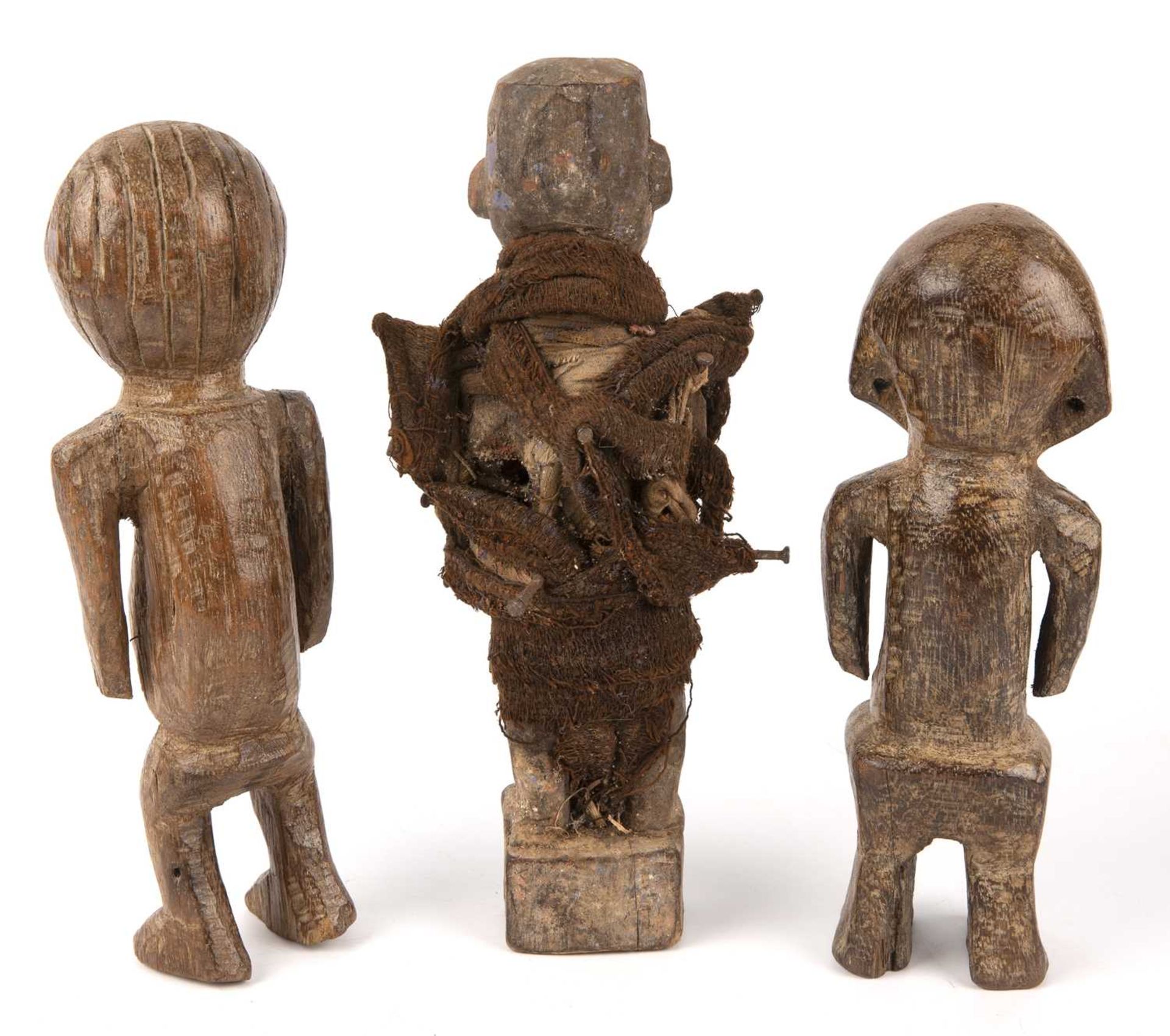 An African fetish figure 27cm high and two Congo figures 24cm high. Good with several smal surface - Image 2 of 3