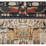 An early 20th century print depicting Egyptian hieroglyphics 39cm x 35.5cm Qty: 1 Framed and glazed