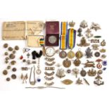 A trio of World War I medals awarded to Corporal W.S.Brooksbank R.E.142564 together with various