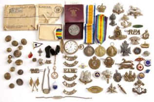 A trio of World War I medals awarded to Corporal W.S.Brooksbank R.E.142564 together with various