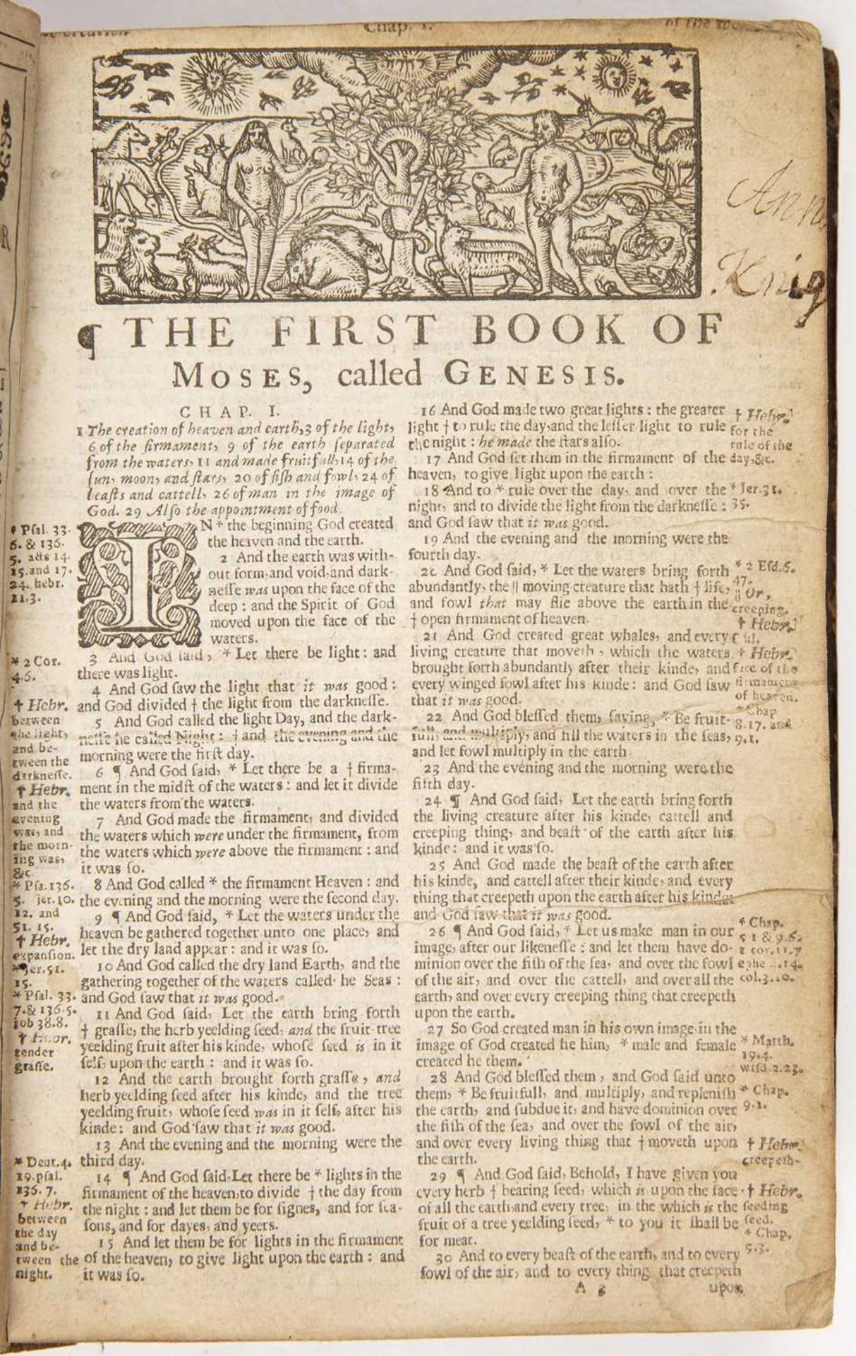 A 17th century Bible printed by the Company of Stationers, London 1650. O.T. title page lacking. N. - Bild 2 aus 4