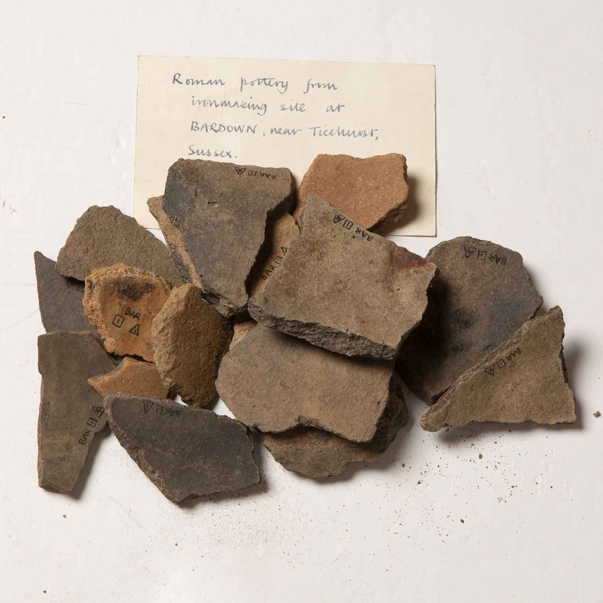 A collection of Roman pottery shards From the Canon Arthur Wycliffe Headlam 1826-1909 collection. - Image 3 of 4