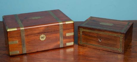 Two 19th century hardwood boxes later converted for use as humidors