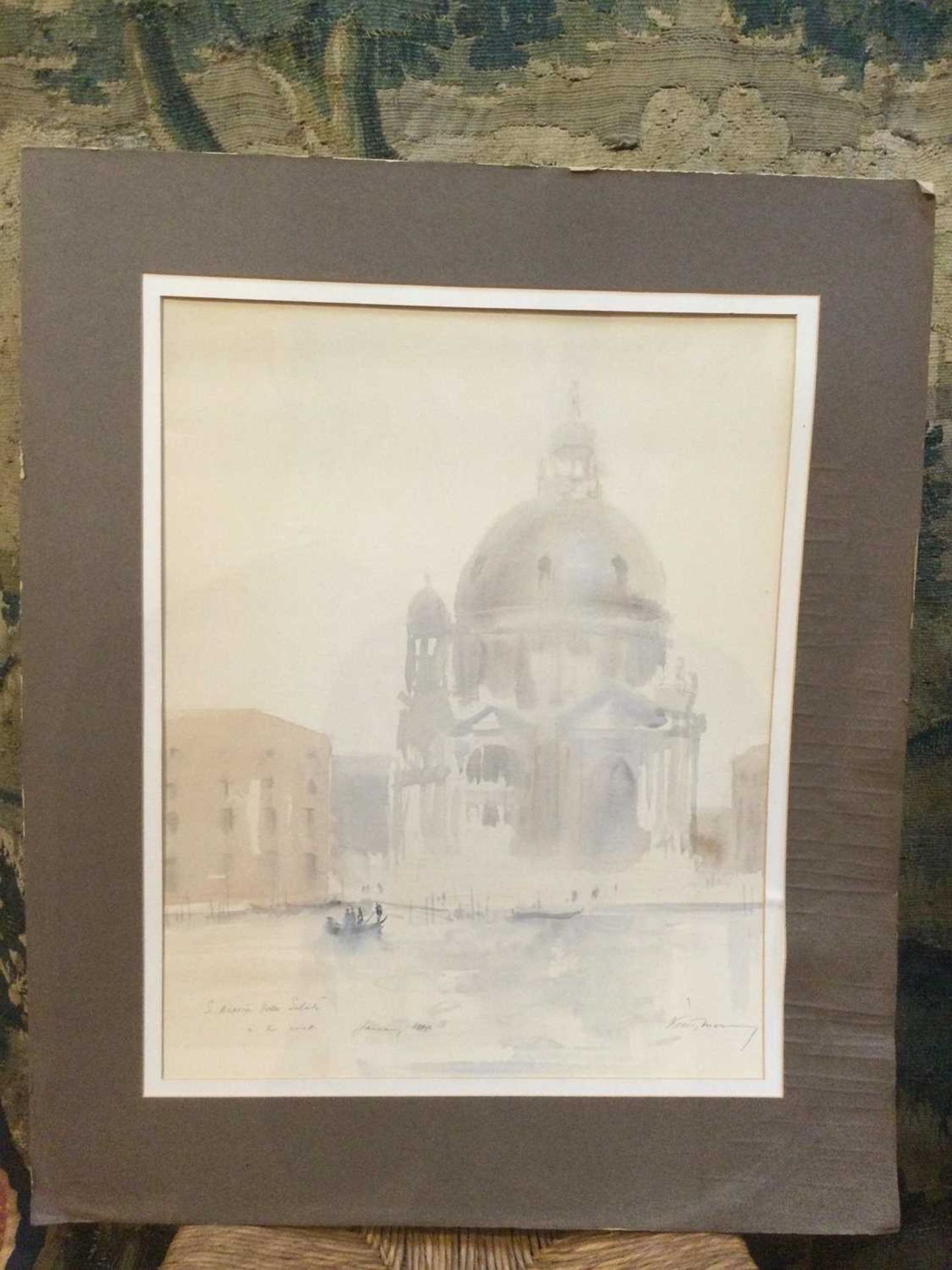 J.W. Oddie. 'Santa Maria della Salute', watercolour, late 19th century, with Agnew label verso ( - Bild 7 aus 9
