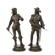 Charles Anfrie (1833-1905) French Musketeers each 29cm high.