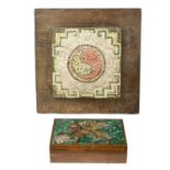 Vestey Entwistle 1970s wooden box inset polychrome mosaic panel decorated with the Lion of Venice
