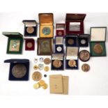 A group of c24 Italian metal presentation medallion badges, coins, most cased (c24)