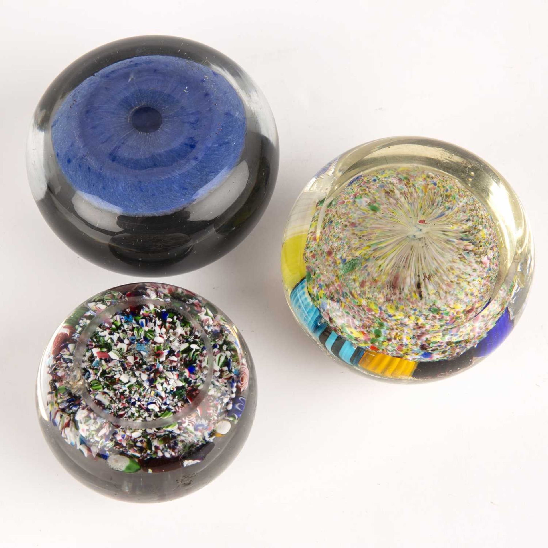 Three antique French style Millefiori paperweights the largest 8cm wide 5.5cm high. The largest good - Image 2 of 2