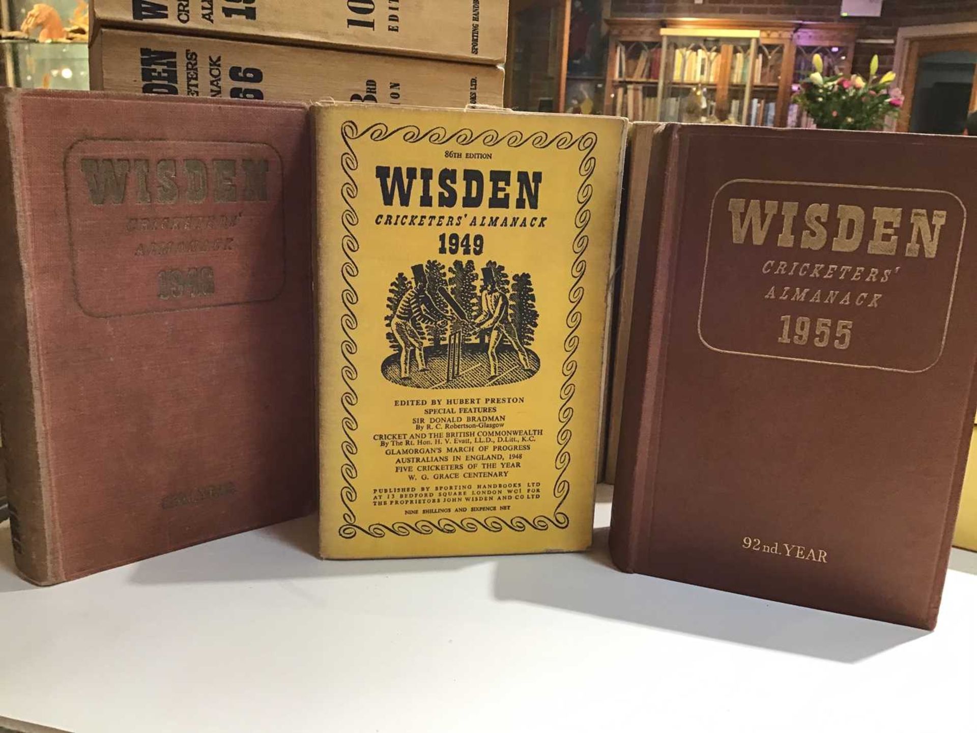 Wisden Cricketers Almanack For the years 1939/ 40/ 41/ 42/ 43 (hardback)/ 44/ 46/ 49/ 55 (hardback)/ - Image 11 of 13