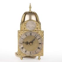 An 18th century hoop and spike lantern clock by George Prior the slivered chapter ring with roman