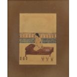 Persian School miniature study of a girl on a daybed, 13cm x 10cm Provenance: The collection of Paul