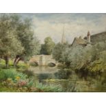 Henry John Sylvester Stannard (1870-1951) 'The River Windrush and Bridge, Burford', watercolour,