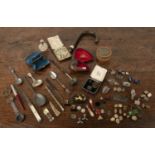 Collection of miscellaneous items and objet d'art including quill work box containing intaglio