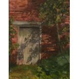 20th Century School 'Old garden door', oil on board, initialled lower right, 24cm x 19cm, W.H. Bond,