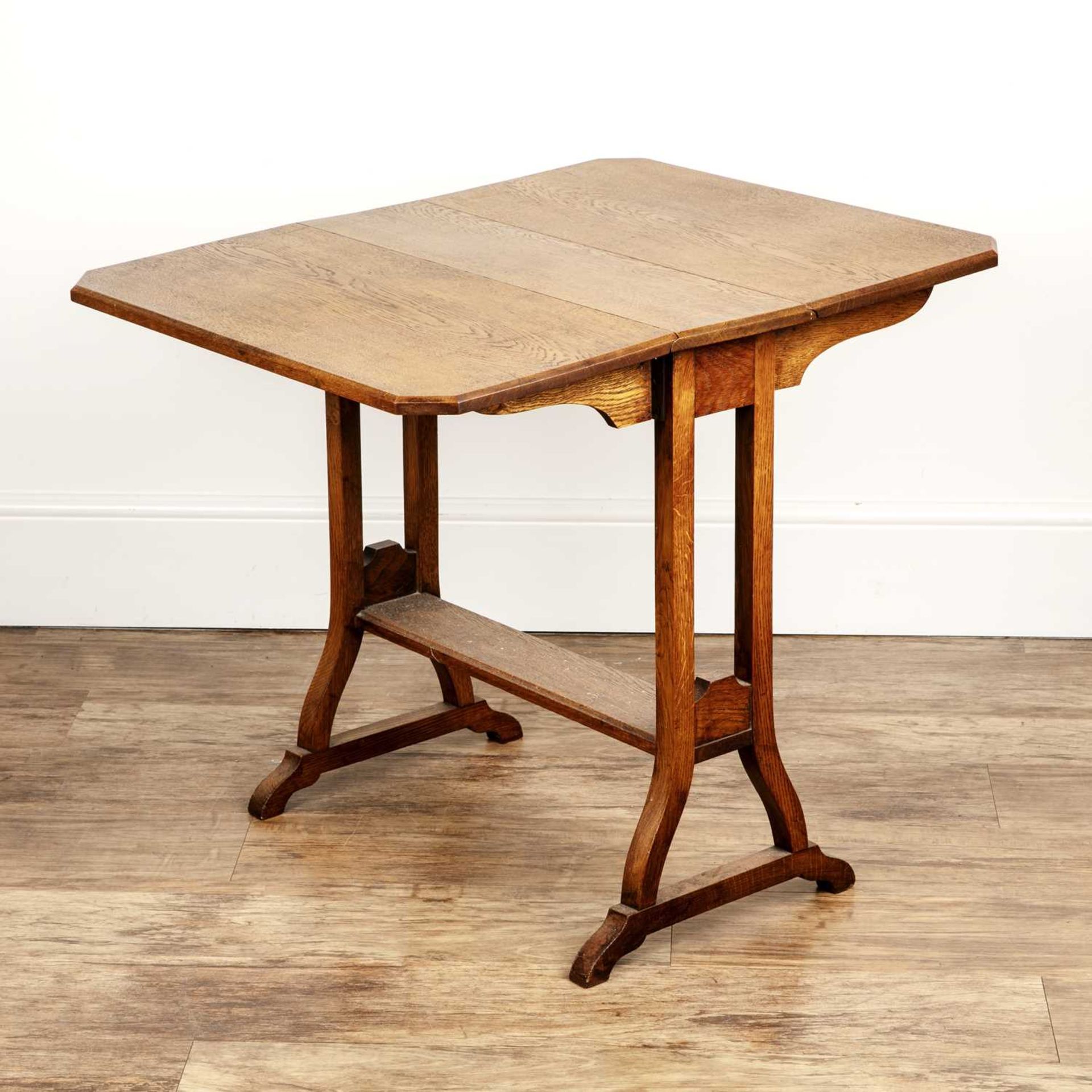 Oak small Sutherland table the top with canted corners, on shaped legs, unmarked, 20cm wide overall, - Image 3 of 6