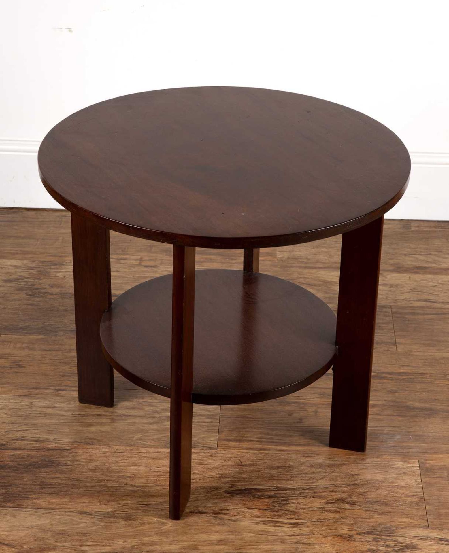 Art Deco mahogany, side or coffee table, with circular top and undertier shelf, unmarked, 60cm - Image 7 of 10