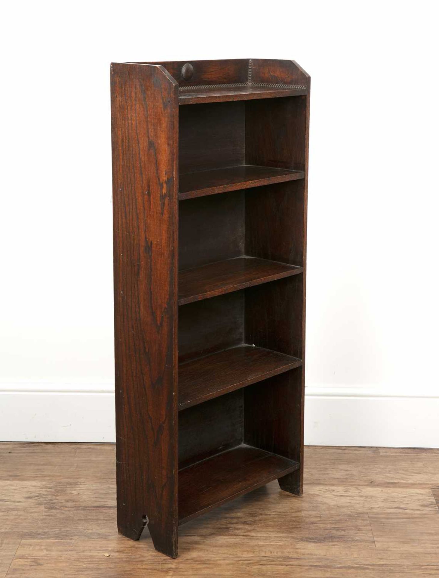 Oak open bookcase with beaded joins to the top shelf, 46m wide x 106cm high x 19cm deep overall - Image 2 of 4