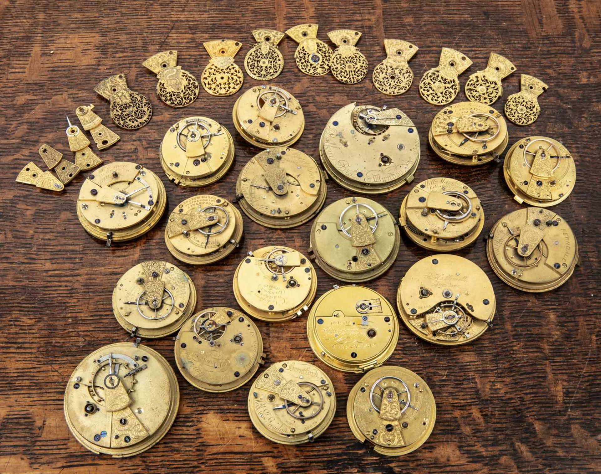 Collection of watch movements and watch cocks 18th Century and later, verge and other movements ( - Image 2 of 2