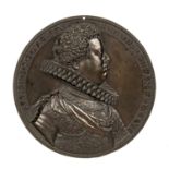 After Guillaume Dupre (1584-1647) bronze cameo portrait medal of Francesco IV Gonzaga de Montaue