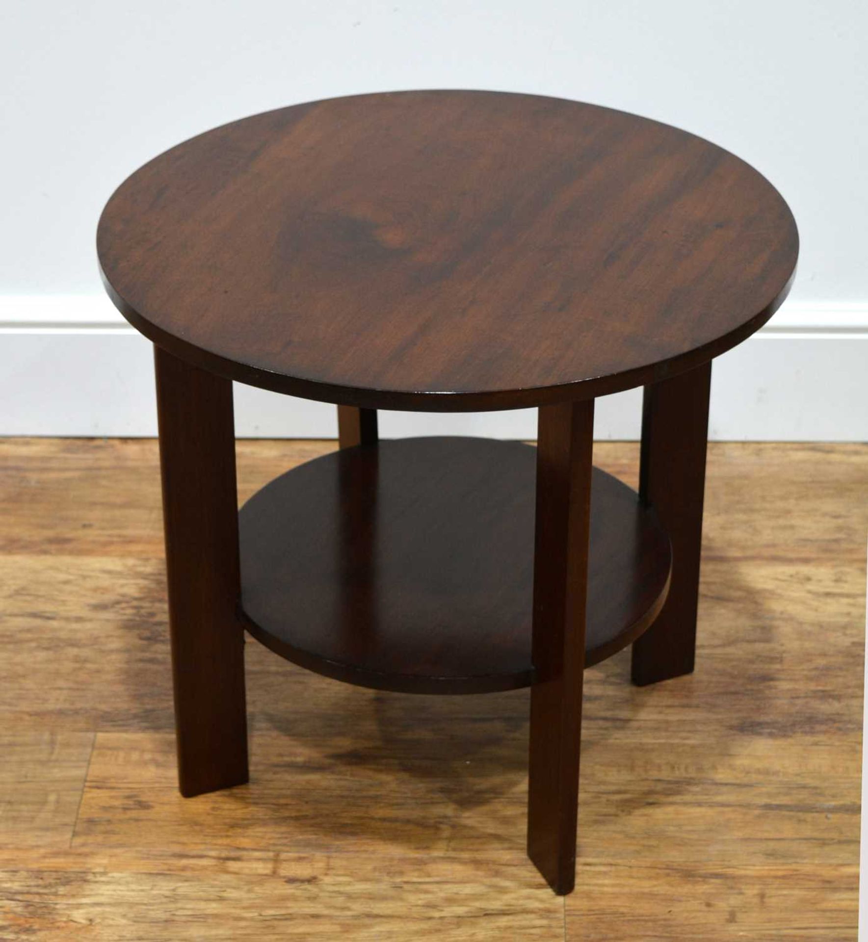 Art Deco mahogany, side or coffee table, with circular top and undertier shelf, unmarked, 60cm - Image 2 of 10